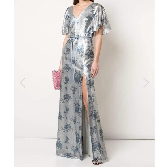 Marchesa Notte Flutter Sleeve Print Sequin bridal gown